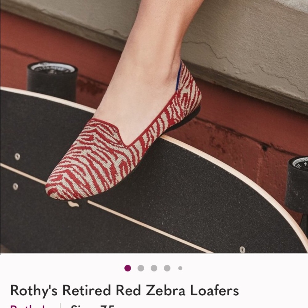 Rothy's Red Zebra Loafers Size 7.5